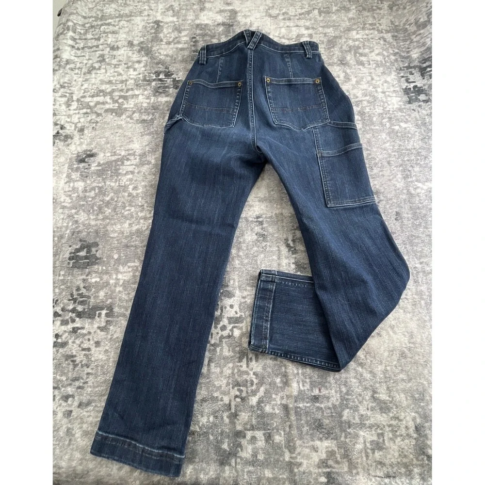Duluth Womens 10 Short Double Knee Straight Construction Jeans Dark Blue Utility